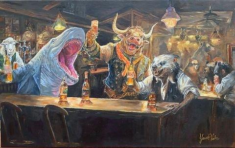 Un Toro, una Ballena y un Tejon entran a un bar..